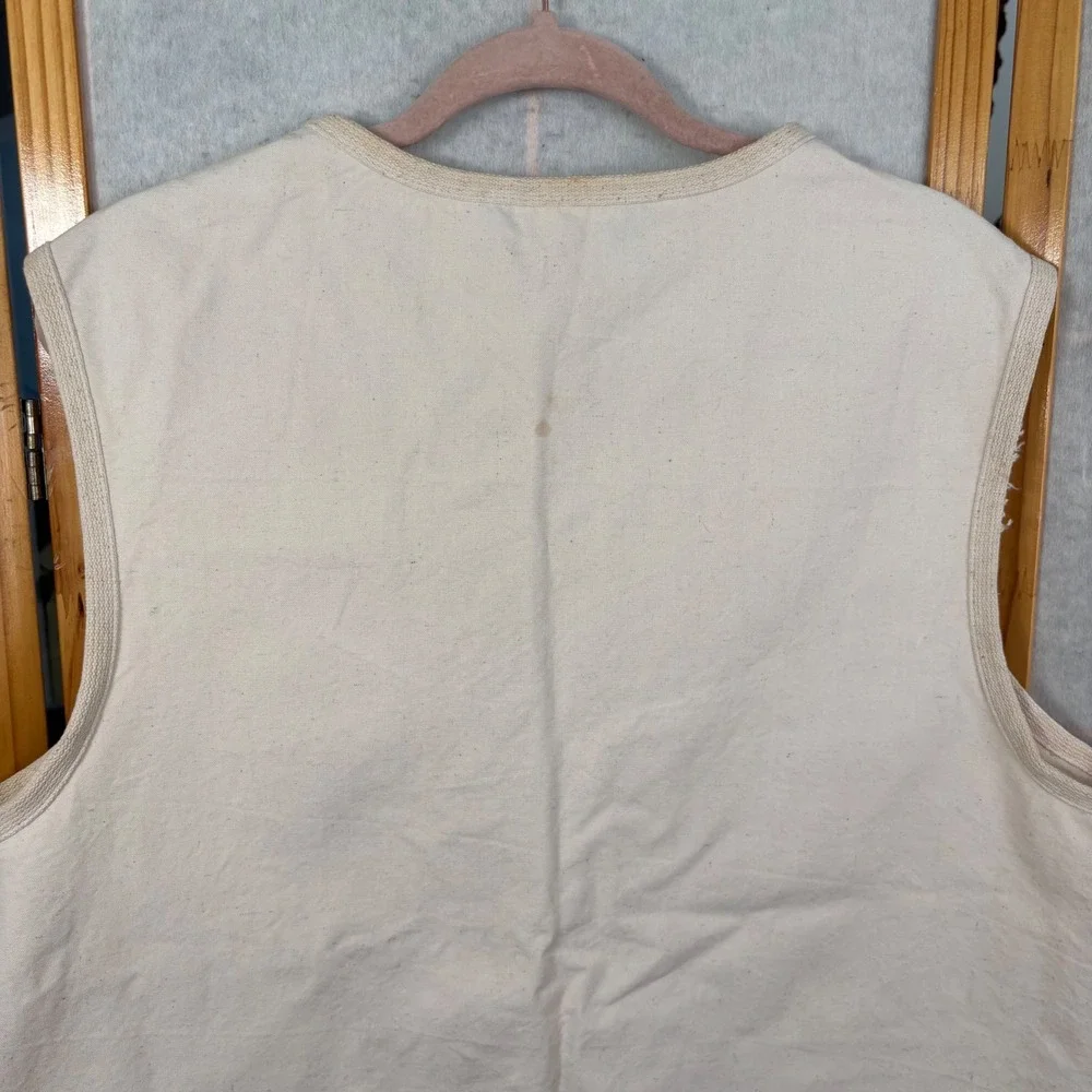 J Peterman Company Mens‎ Cotton Canvas Safari Utility Vest Cream Natural Medium